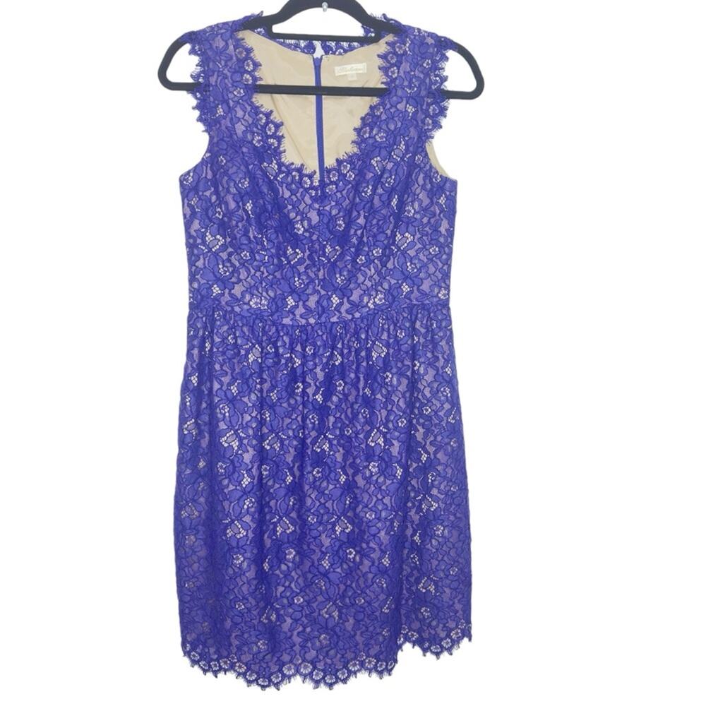 Anthropologie Shoshanna Sierra Lace Dress Size 8 Violet Sleeveless V Neck - Picture 3 of 6